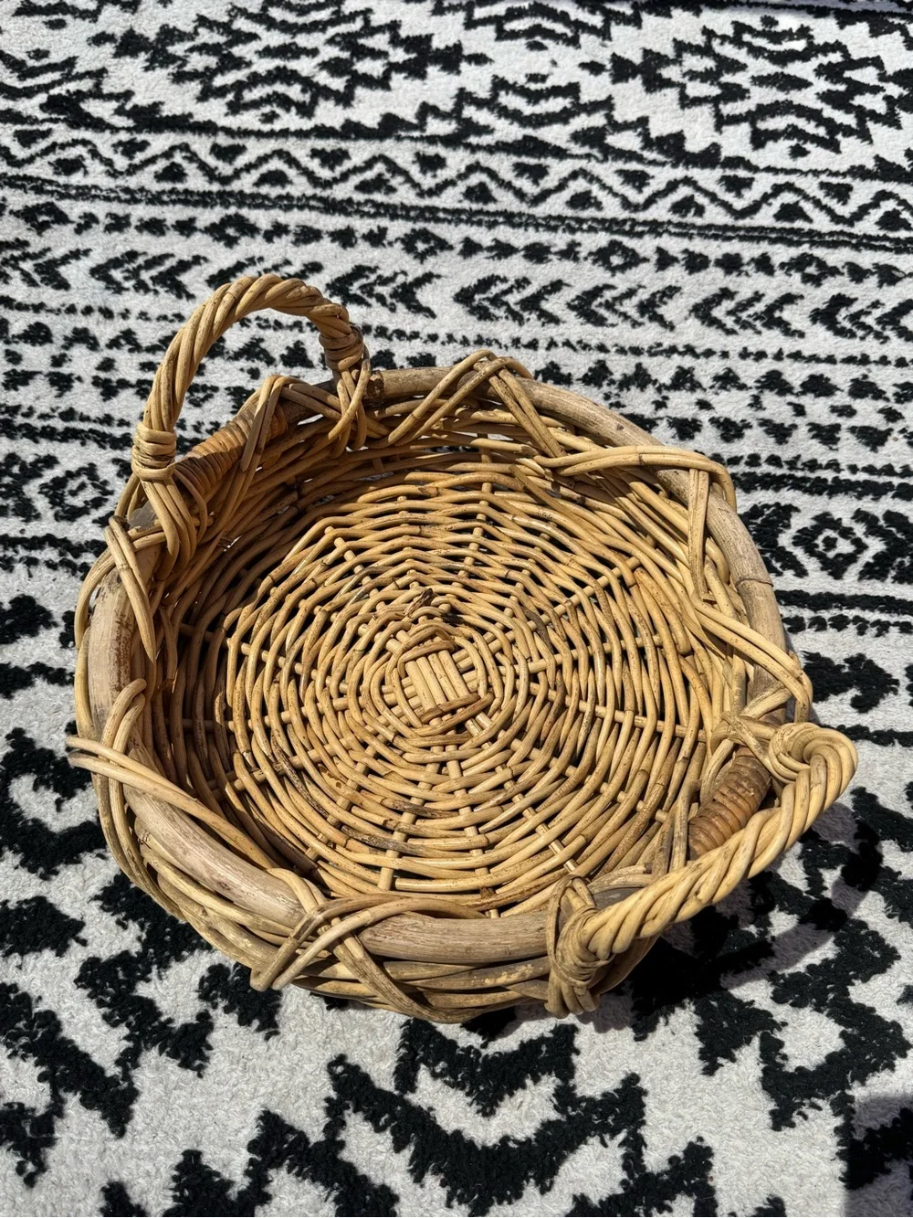 Handwoven Natural Rattan Basket - Tan
